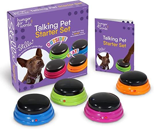 Talking Pet Starter Set - 4 Piece Set Recordable Buttons for Dogs